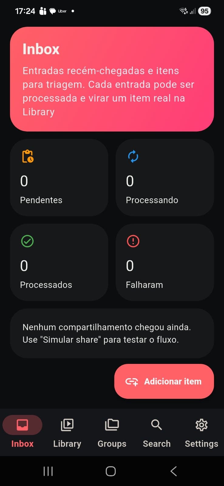 Fluxo do Inbox, etapa 1.